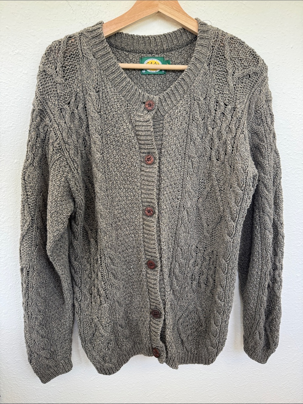 Cabela’s Cottob Blend Cable Knot Button Front Cardigan Sweater Size L Fisherman
